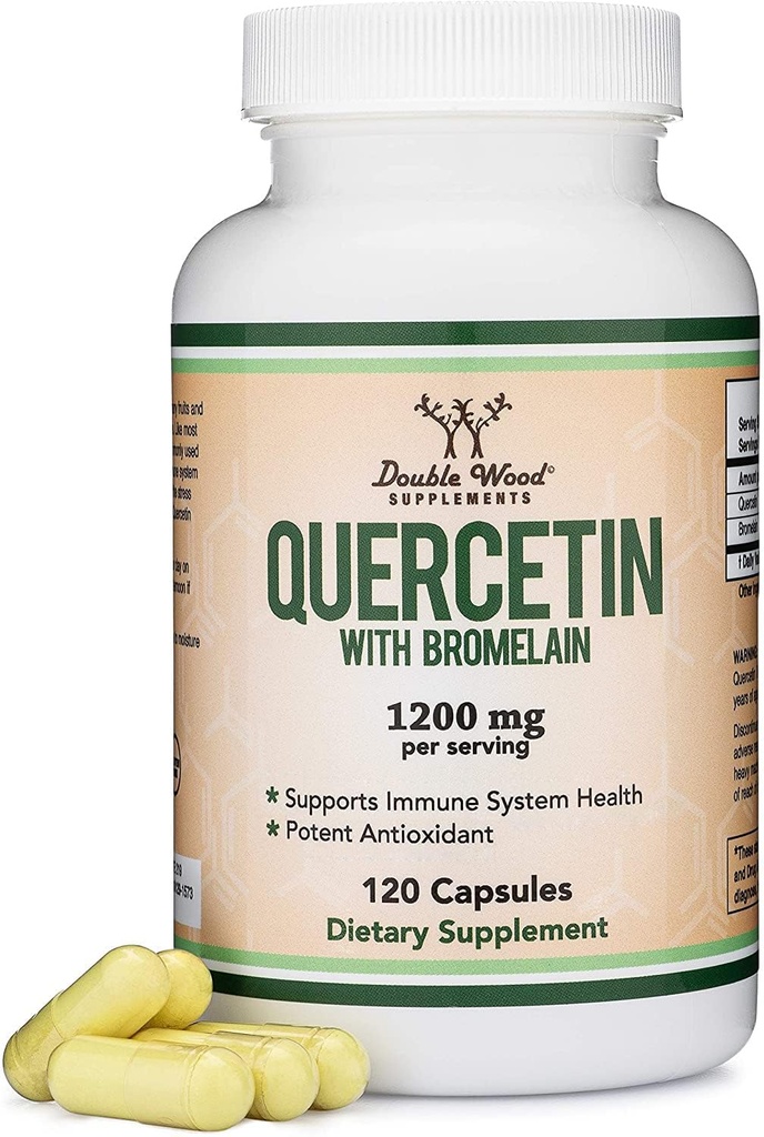 Quercetin med Bromelain - 120 greve (1 200mg Serveringer) Immune Helse Kapsler - støtter sunne immunfunksjoner i menn og kvinner (Vegan trygt, tredjeparts testet, Glutenfri) av Double Wood