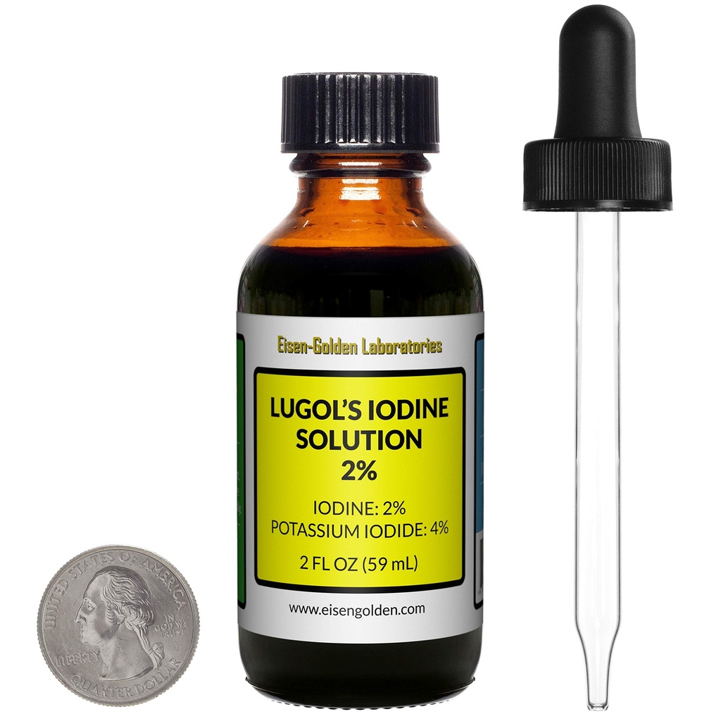 Lugols jod / 2% løsning / 2 Oz i en Amber Glassflaske / gratis dropper