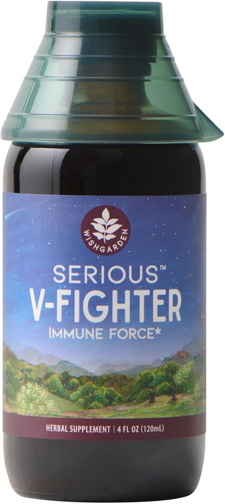 WishGarden Urter Alvorlig V-Fighter - Plant-basert Herbal Rapid Immune Support & Respiratorisk Helse med OSHA & Goldenseal, Sootes Aches & Irritert Lungs, støtter optimal kroppstemperatur, 4oz