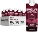 Evolve Plant Basert Protein Shake, Berry Medley, 20g Vegansk Protein, Immun støtte, Vitamin C & Sink, Dairy Free, Ingen kunstige søtstoffer, Ikke-GMO, 10g Fiber, 11oz, (12 Pack) (Formula May Vary)