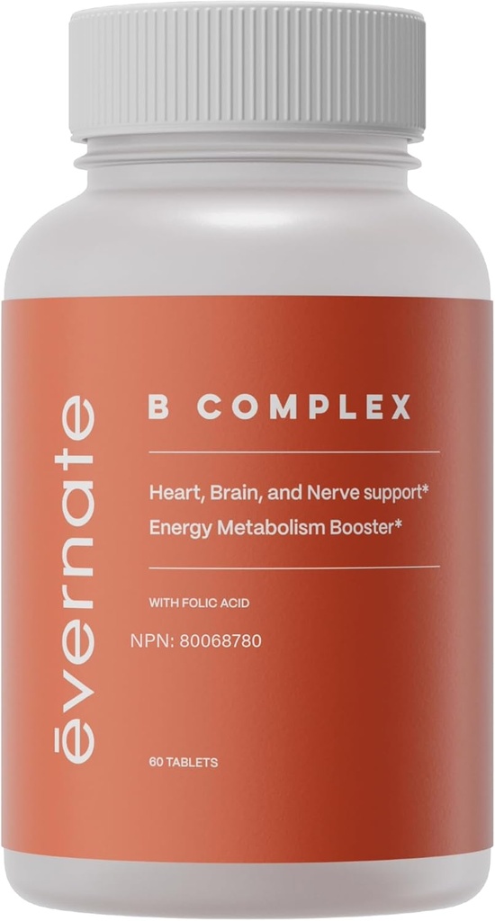B Complex | Overordnet formel for vitamin B fordeler | Vitaminer B1, B2, B3, B5, B6, B12, Biotin, Folinsyre, Cholin, & Inositol | Ikke GMO, Glutenfri | 60 tabletter