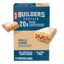 CLIF BUILDERS Protein Bars - Vanilla Almond Flavor - 20g Plant Basert Protein - Glutenfri - Ikke-GMO - Lav glykemisk - Ingen kunstige søtningsstoffer - 2,4 oz. (12 Pack)