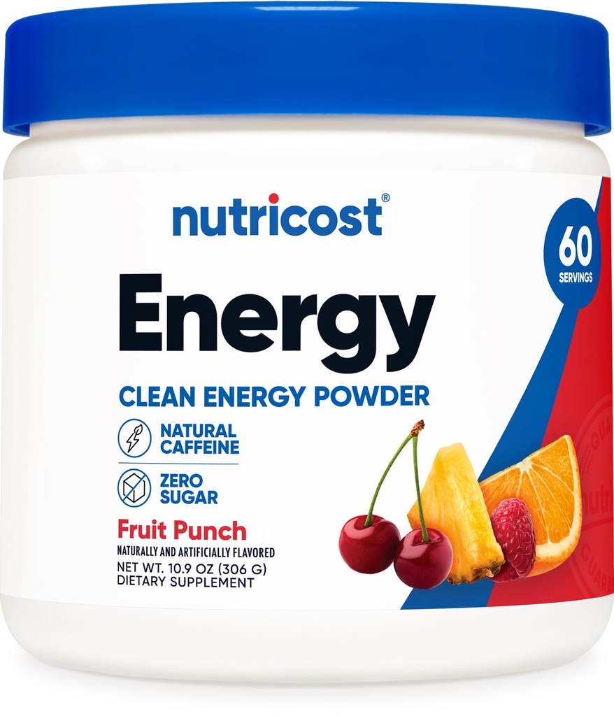 Nutricost Energy Complex (Fruit Punch) (60 Serveringer) - Clean Energy Powder, 300g Diett Supplement