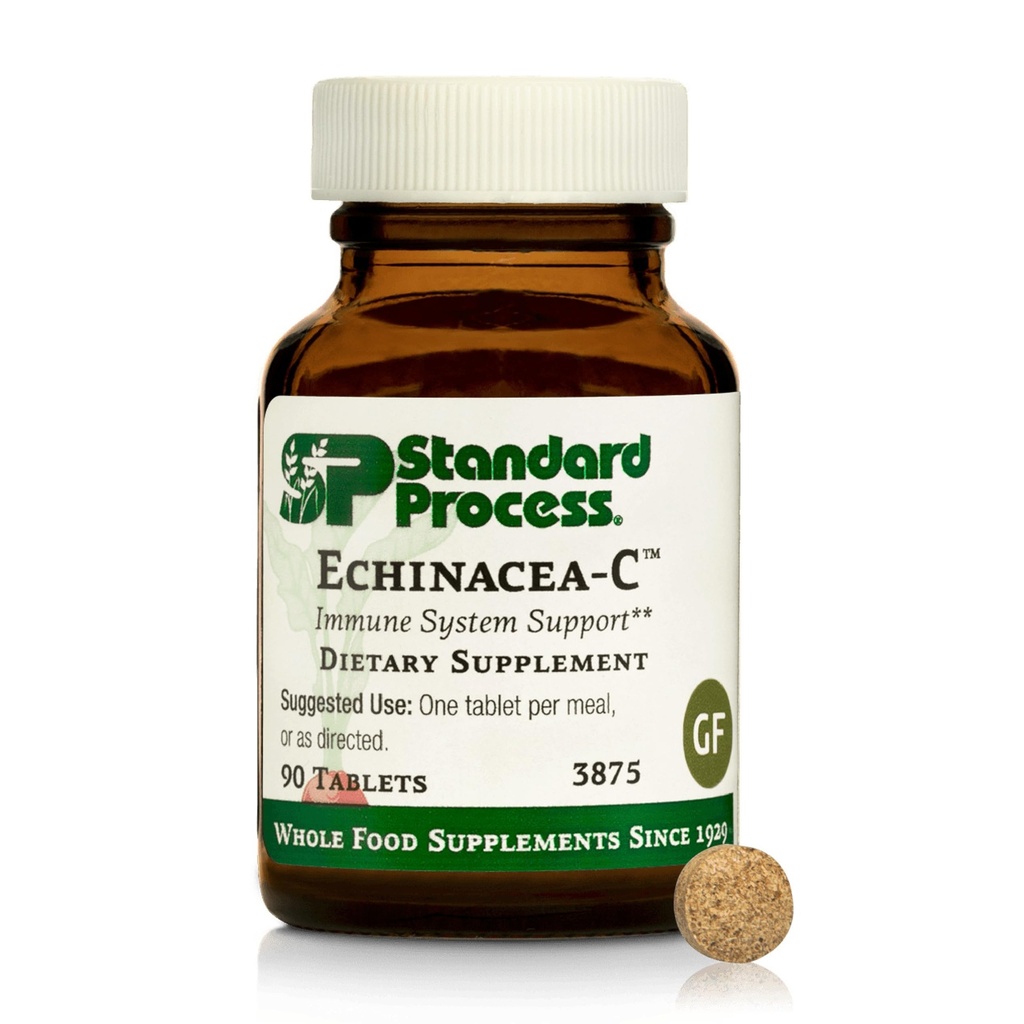 Standard prosess Echinacea-C - Supplement for immunsystemstøtte - Tilbyr daglig C-vitamindose - Glutenfri, ikke-døyende og ikke-soy - 90 tabletter (90 Serveringer)
