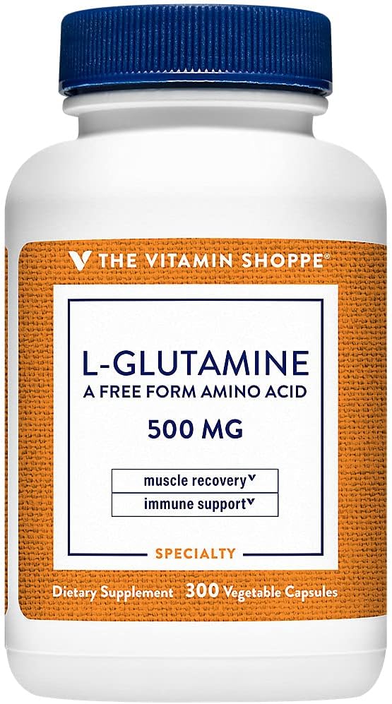 Vitamin Shoppe L-Glutamine 500MG, en gratis form aminosyre, støtter muskel gjenoppretting og immun helse (300 kapsler)