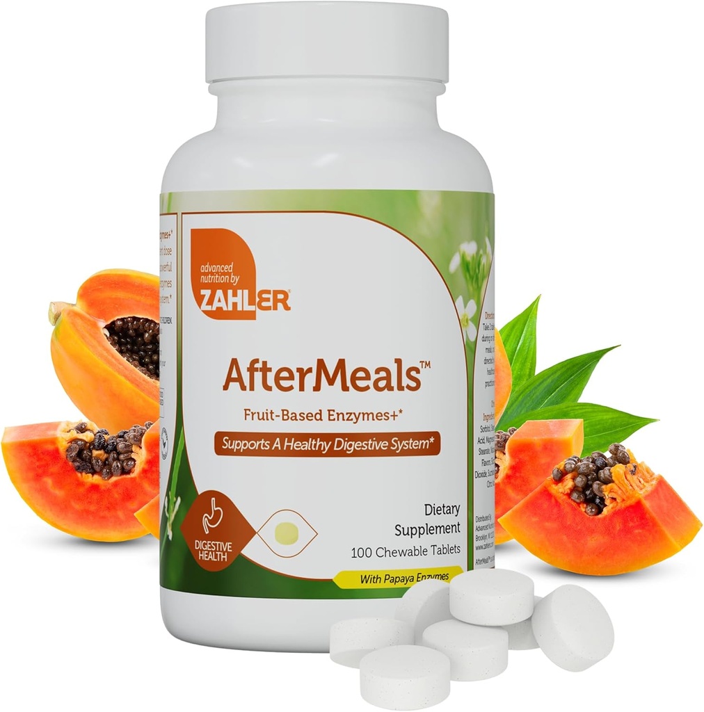 Zahler Ettermåltider, Naturlig Antacid Chews, Papaya Enzyme Chewable Tabletter, Digestive Aid Supplement, Certified Kosher, 100 Chewable tabletter