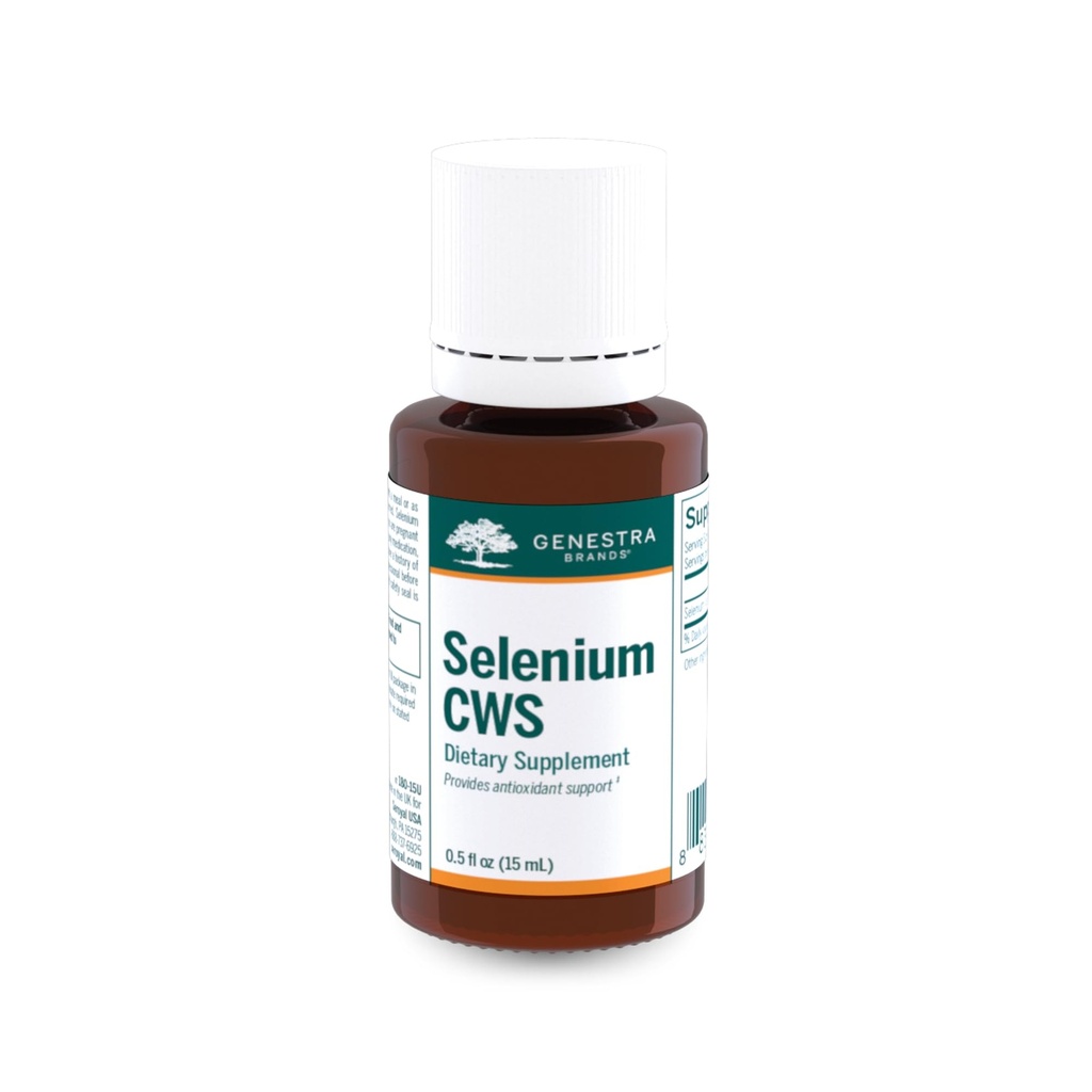 Genestra merker Selenium CWS ® Antioksidant næringsstoff støtte bidrar til å beskytte mot oksidativ stress ® 0.5 fl oz.
