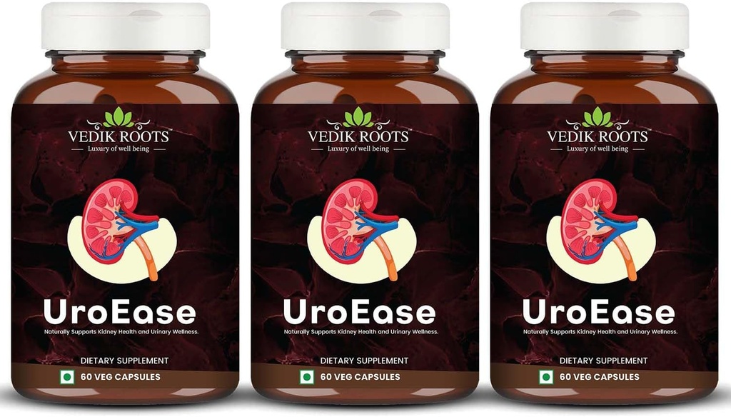 UroEase  Ay Ayurvedic Herbal Supplement for nyrehelse og uricsyre nivåer | Støtter urinbåndstrakt helse | 180 Veg kapsler
