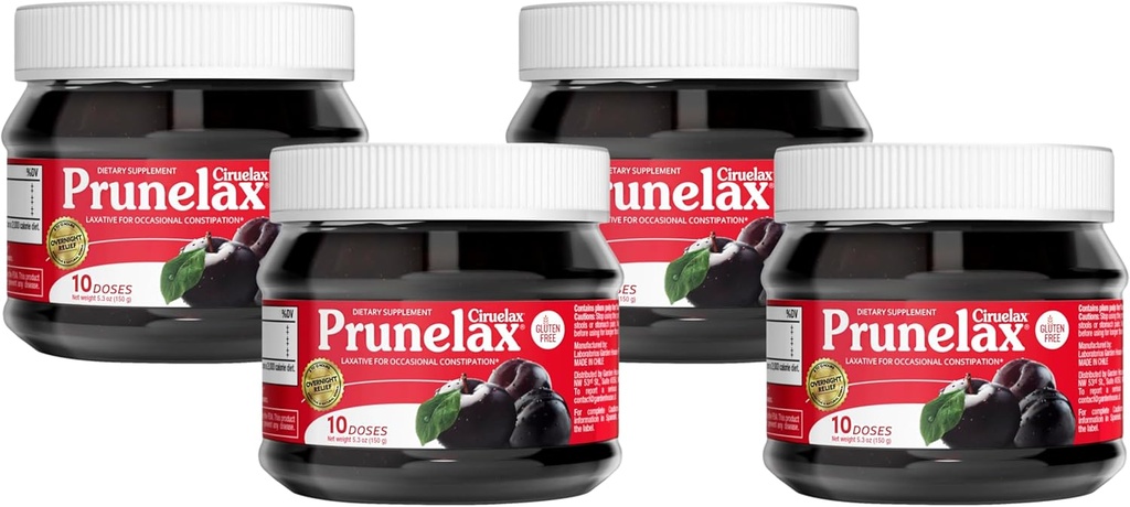 Prunelax Ciruelax Vanlig Styrke Laxativ Jam - Vegansk & Glutenfri Naturlig-Ingredient Laxativ for anledninger - 5,3 oz (Pack of 4)