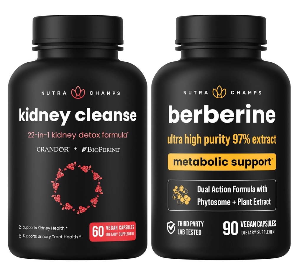 NutraChamps Complete Njure Helse: Berberine & Nyre Cleanse Duo