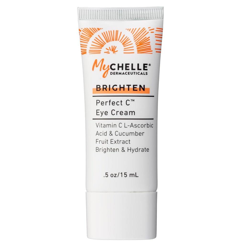 MyCHELLE Dermaceuticals Perfect C Eye Cream - Øyekrem for mørke sirkler og puffiness med vitamin C & Plant stemceller for å redusere synlige tegn på aldring, fine linjer og krukker, 0,51 Fl Oz (pakke med 1)