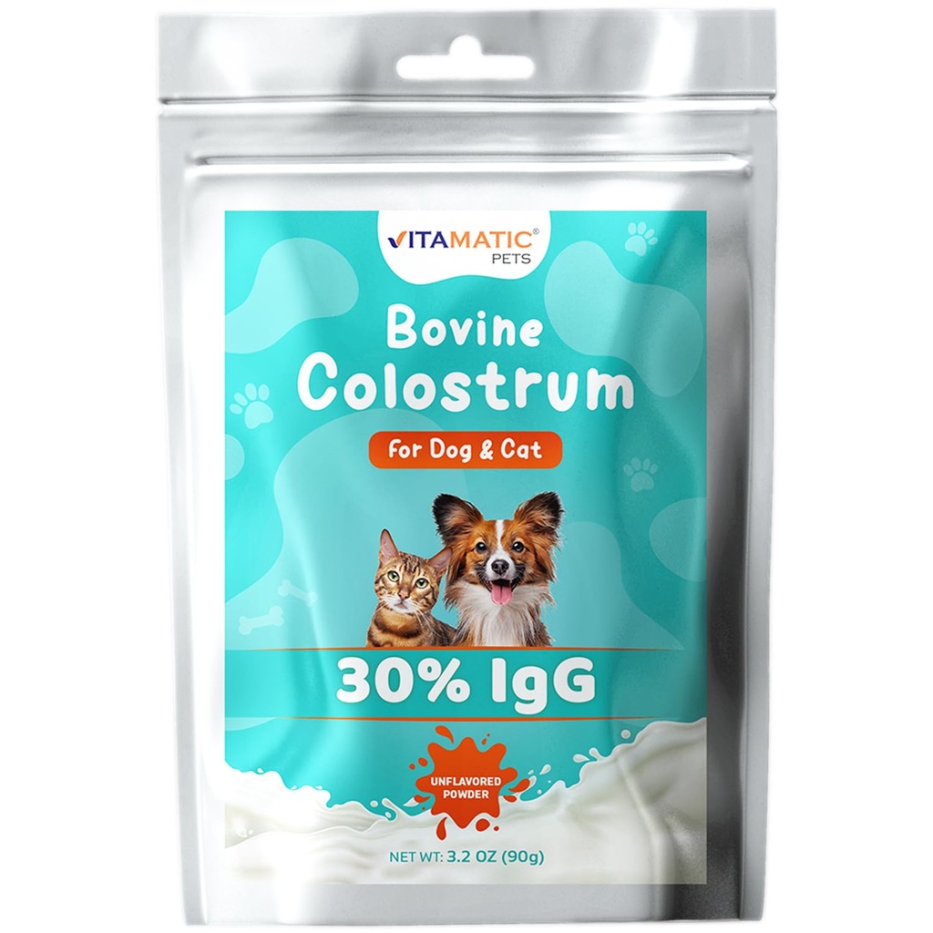 Vitamatic Bovine Colossrum for hunder og katter, 90 gram, 30% immunoglobuliner, Grass Fed