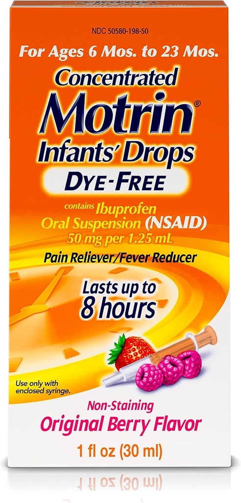 Motrin spedbarn konsentrert flytende medisin slippes med Ibuprofen, Berry, 1 fl oz