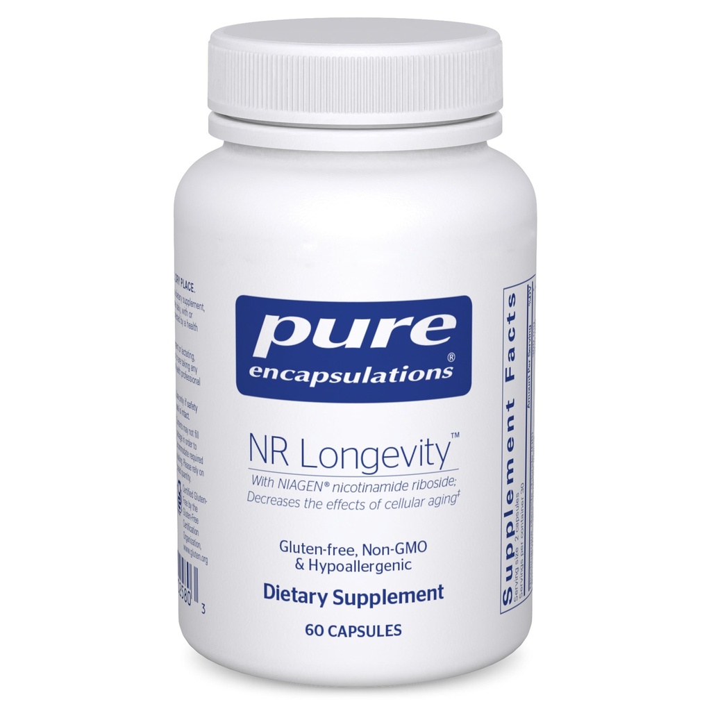 Ren innkapslinger NR Longevity - støtter sunn aldring. Replenishment av NAD+ & Mitokondrial funksjon* - med NIAGEN - Glutenfri, Ikke-GMO, Hypoallergenic - 60 kapsler