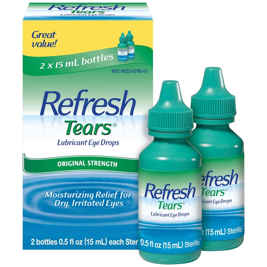 Oppfriskende tårer, Lubricant øyedråper, 2 flasker .5 fl oz (15 ml)