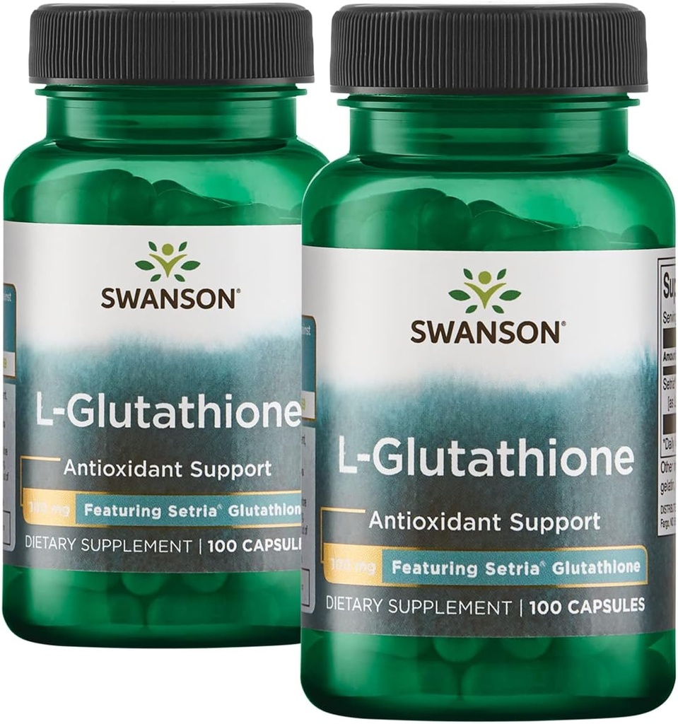 Swanson Amino Acid L-Glutatione 100 Milligrams 200 kapsler 2 flasker