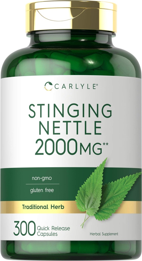 Carlyle Stinging Nettle Leaf Ekstrakt 2000mg | 300 kapsler | Ikke-GMO & Glutenfri Supplement