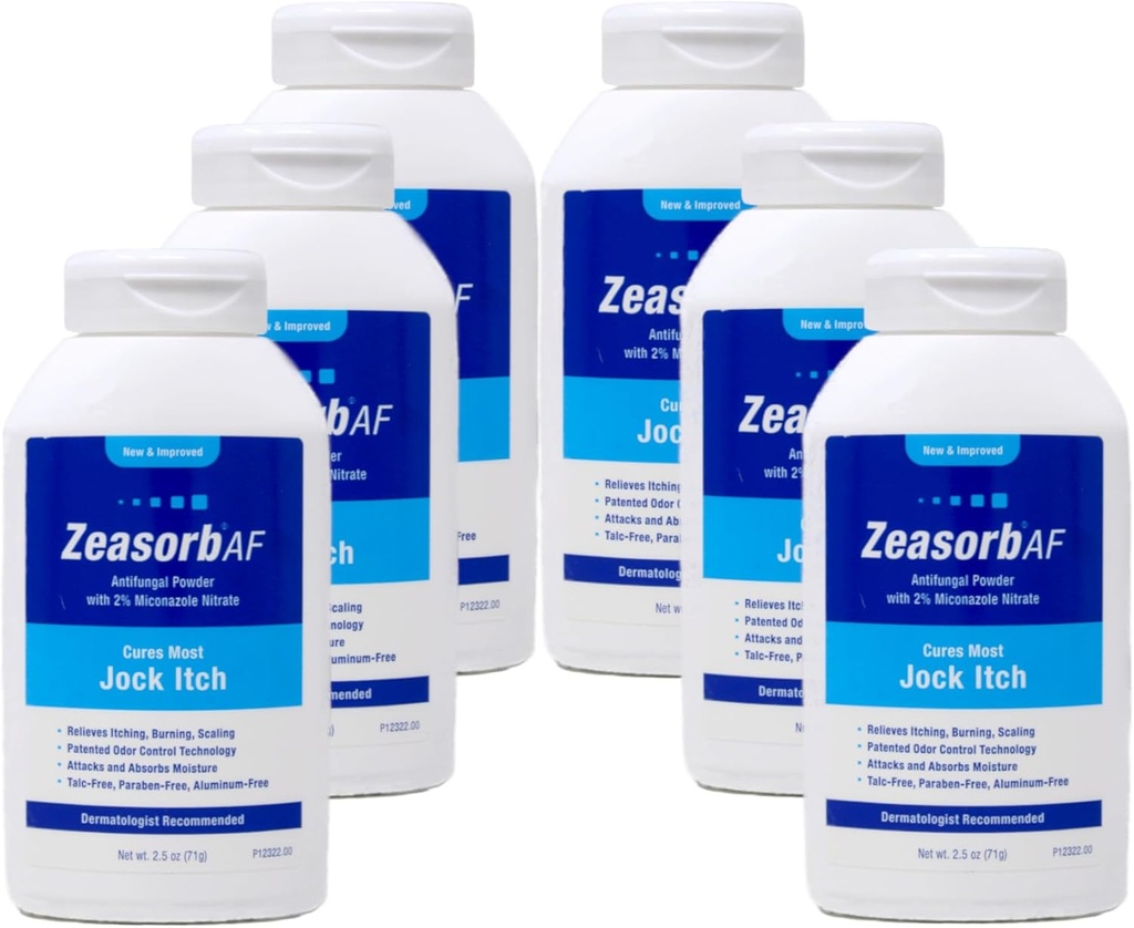 Zeasorb Antifungal behandling pulver, Jock Itch - 2,5 oz, pakke med 6