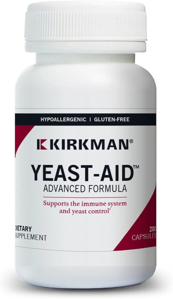 Kirkman - Yeast Aid Advanced Formula - 200 Kapsler - Støtter Yeast Control - Immune System Support - Hypoallergenic