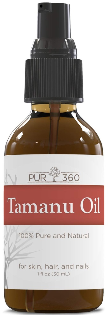 PUR360 Tamanu Olje - Beste behandling for psoriasis, Eczema, Acne Scar, Rosacea - Relief for tørr, Scally Skin, Scalp og mer - Cold Pressed - Proven 100% Pure