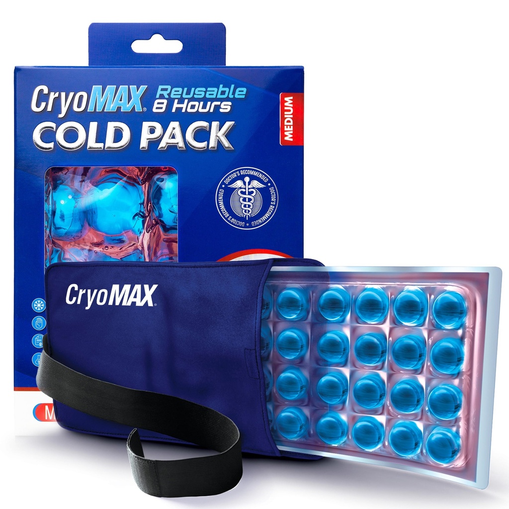 Cryo-Max kald pakke, 8 timers reusable kalde terapi ispakke for elbows, kne, hals + mer, medium, 6" x 12" (1 greve)