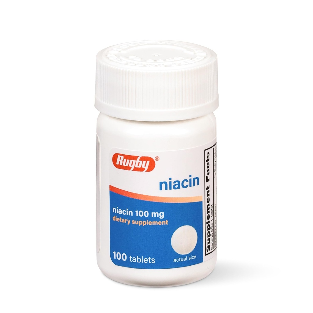 Rugby Niacin 100mg - Niacin tabletter med kalsium - Kosttilskudd - 100 Telling