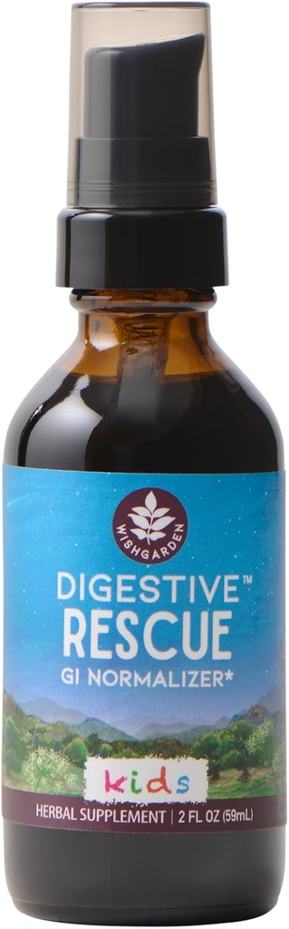 WishGarden Herbs Digestive Rescue for barn - Plantebasert Herbal & organisk Digestive Relief Tinktur med Peppermint Leaf, Ginger Root & Fennel Seed, raskt lindrer Digestive Tummy Discomforts, 2oz