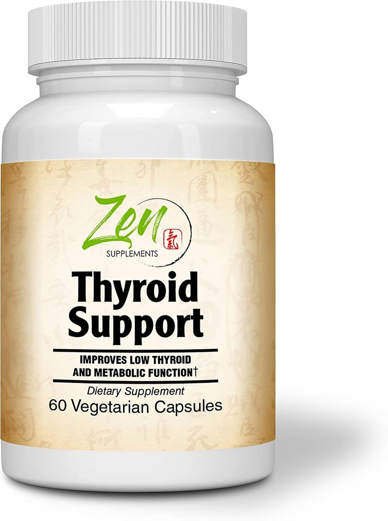 Komplett Thyroid Support Supplement - for lav Thyroid energi og metabolisk funksjon - med Kelp Iodine, Ashwagandha, Kobber, vitamin A, C, D3, B6 og mer - Thyroid Støtte for kvinner og menn - 60 VegCaps
