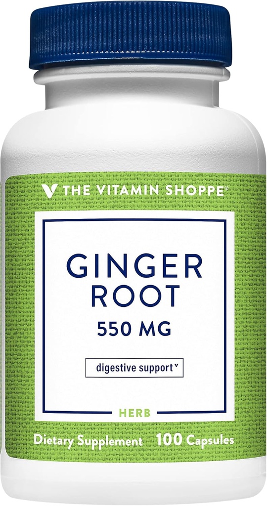Vitamin Shoppe Ginger Root 550MG, hele urt Supplement som støtter dialyse og lindring (100 kapsler)