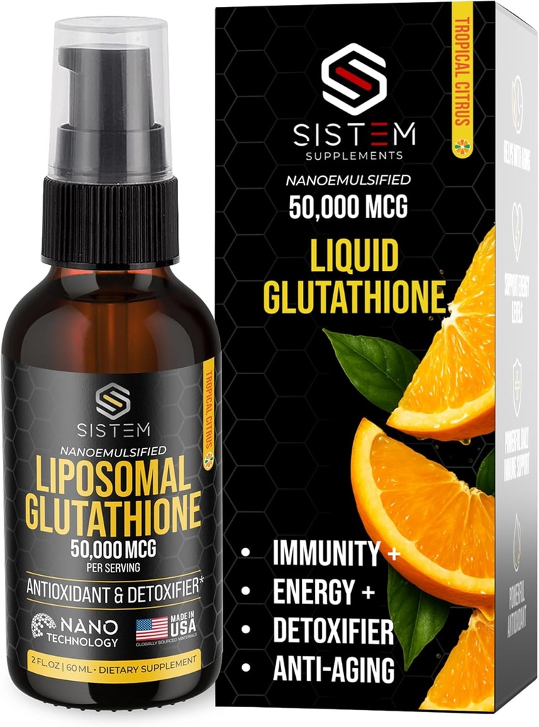 Sistem Liposomal Glutatione Supplement, Antioksidanter, Detox Cleanse, Immun Support Supplement, Vitamin C, Liposomal Spray, Glutatione Serum, Tropisk Citrus Flavor