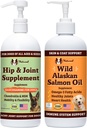 Natural Dog Company 32 oz. Bundle med Wild Alaskan Salmon olje og flytende glukosamin for hunder, fiskeolje Supplement, felles og Hip støtte
