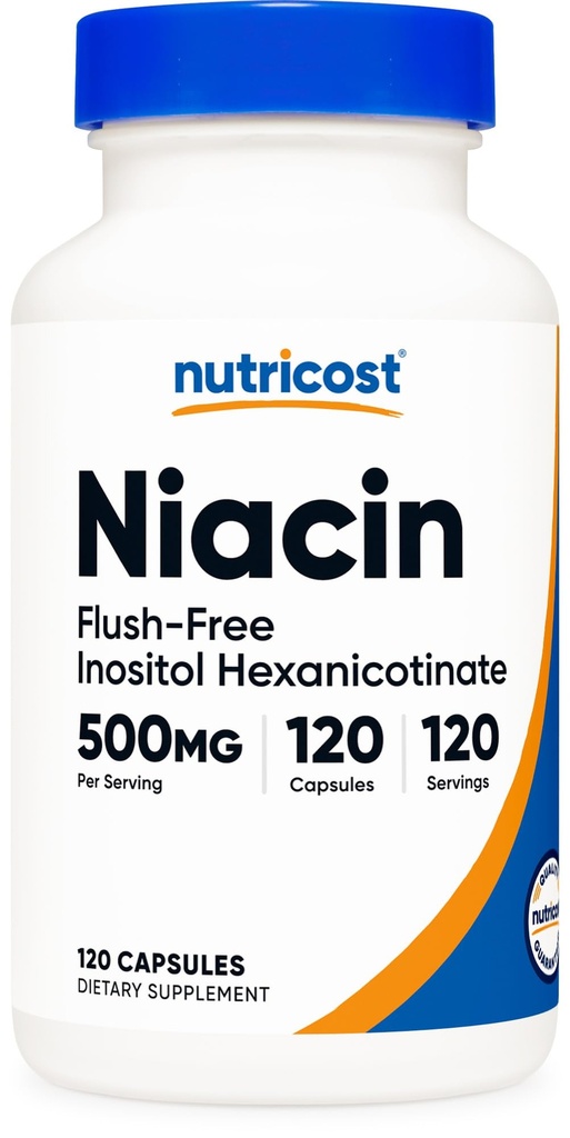 Nutricost Niacin (Flush-free) Inositol Hexanicotinate 500 mg, 120 kapsler, vitamin B3