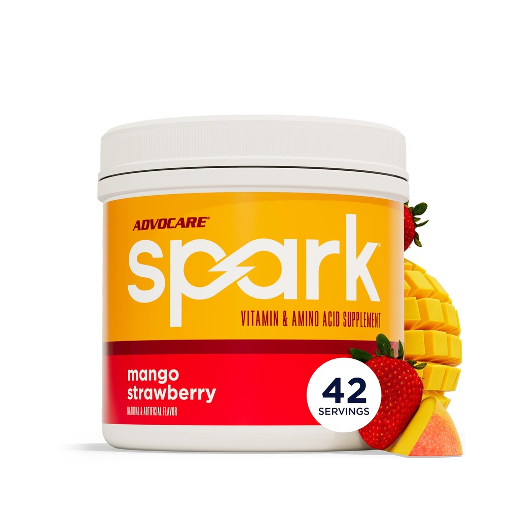 AdvoCare Spark - Energidrikk Mix - Vitamin & Aminosyre Supplement - støtter energi og fokus - Portable Immune Support - Sukkerfri - Mango Jordbær (10,5 oz)