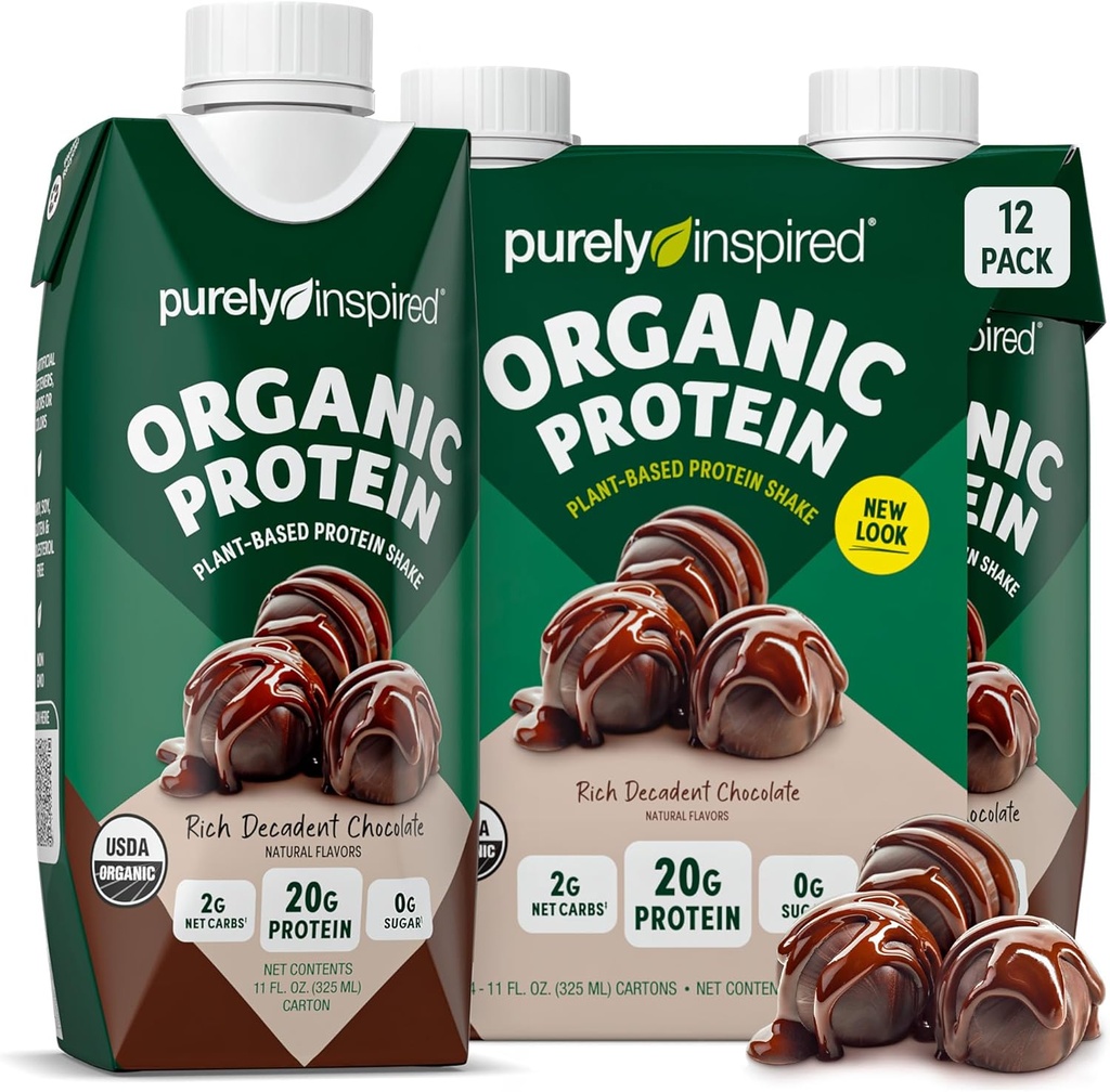 Rent inspirert klar til å drikke organisk proteinshake, dekadent sjokolade (12 pakke) - Plant-basert FSF ernæringsmessig Protein drikke - Null-Sugar & Glutenfri måltid Erstatning Drink flytende protein