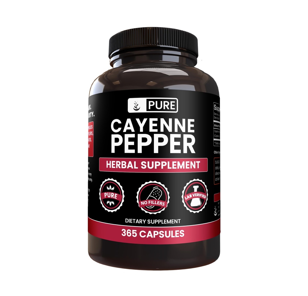 PURE ORIGINAL INGREDIENTS Cayenne Pepper (365 kapsler) Ingen magnesium eller Rice Fillers, ren, Lab Verifisert
