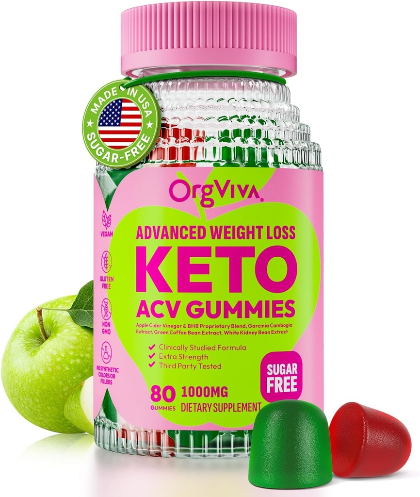 Keto Acv Gummies for avansert vekttap: Apple Cider Vinegar Gummies med vitaminer til støtte dialyse, metabolisme og immun helse - Sugar Free 80 ct