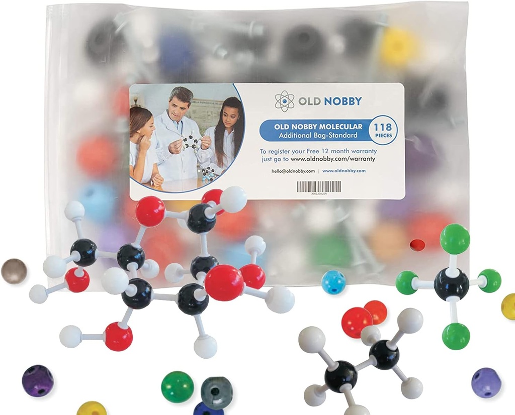 Gamle Nobby 118-Piece Supplerende kjemi Molekylær modell Kit - Bygg 3D strukturer for studie, undervisning og laboratoriebruk - holdbare Atomer og bindinger, enkel montering med bærbare lagrings saken