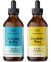 HERBAMAMA Herbal flytende dråper Kit - Bundle av Stinging Nettle & Dandelion Root Tinkture 4 fl oz - Vegansk, ikke-GMO, Sukker & alkohol-fri - 2 Pack