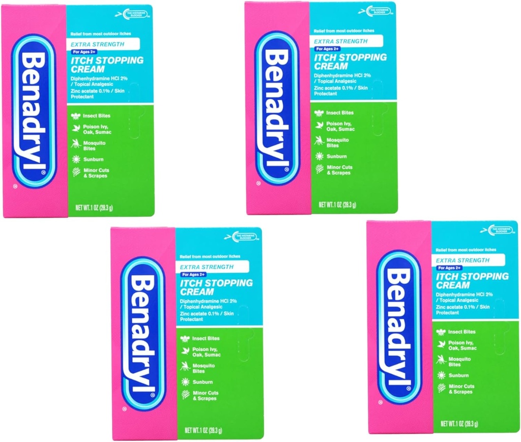 Benadryl Itch Stoppe krem Ekstra styrke 1 oz (pakke med 4)