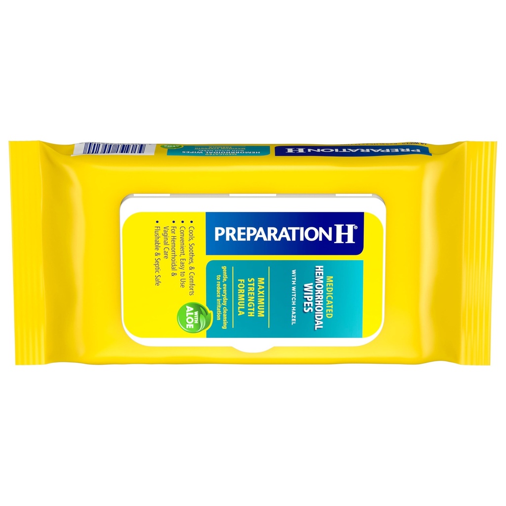 Forberedelse H Hemorroid Flushable tørker med heks Hazel for huden irritation relief - 48 greve