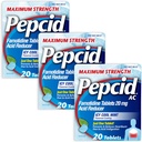 Pepcid AC maksimal styrke Heartburn Relief Tabletter, forhindrer og lindrer Heartburn & Acid Reflux på grunn av syreforedling, 20 mg famotidin, ICY kult Mint Flavor, multipakning, 3 x 20 ct