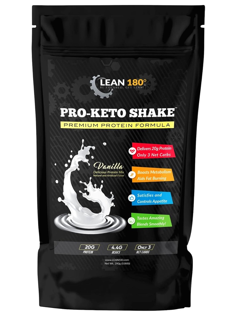 Pro Keto Shake - Beste Smakende Lav carb Lav Sugar Clean Protein Shake for Keto og alle Dietter Vekttap (Vanilla)