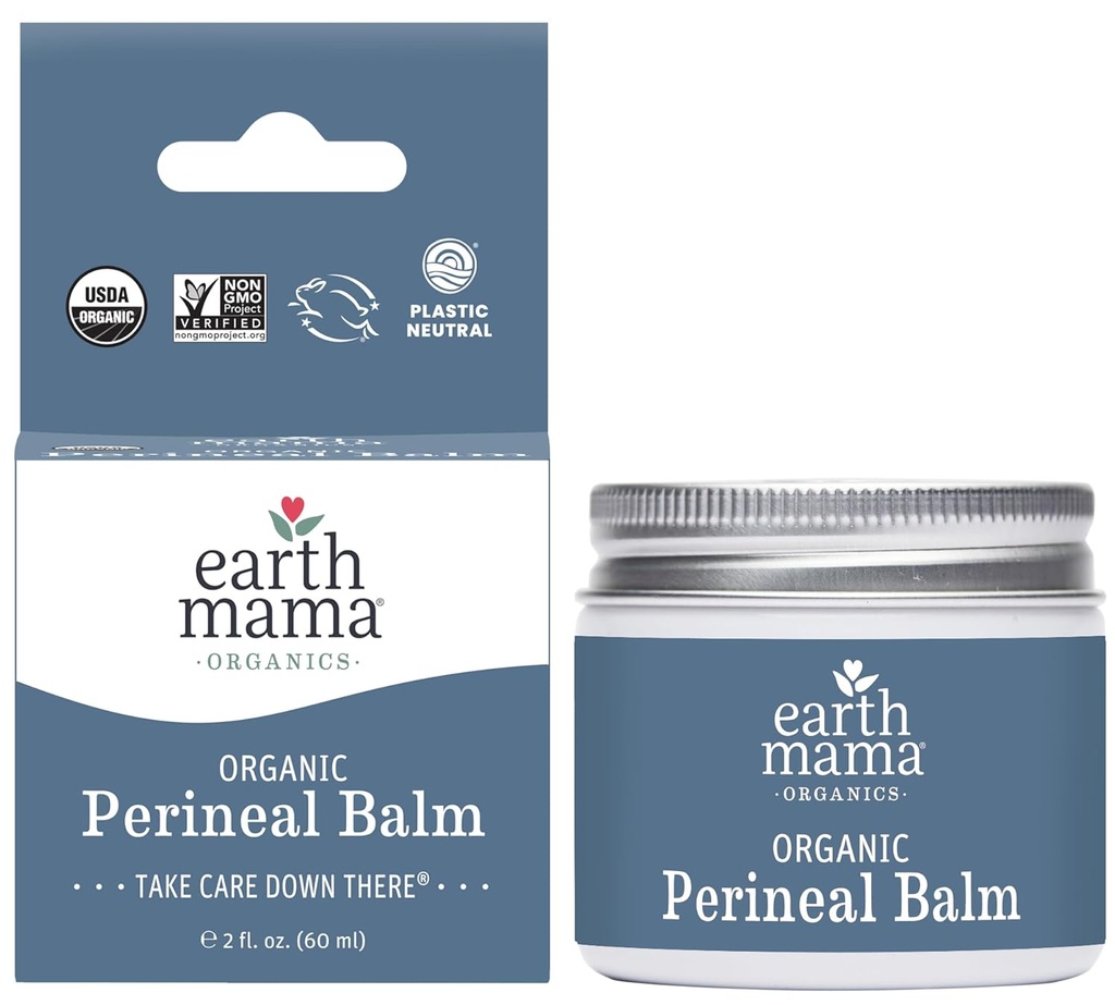 Earth Mama Organic Perineal Balm | Naturlig avkjøling Herbal Salve for Graviditet og Postpartum Relief med heks Hazel & Calendula, Feminine Care Essentials, Ingen Benzocaine eller Butane, 2-Fluid Ounce