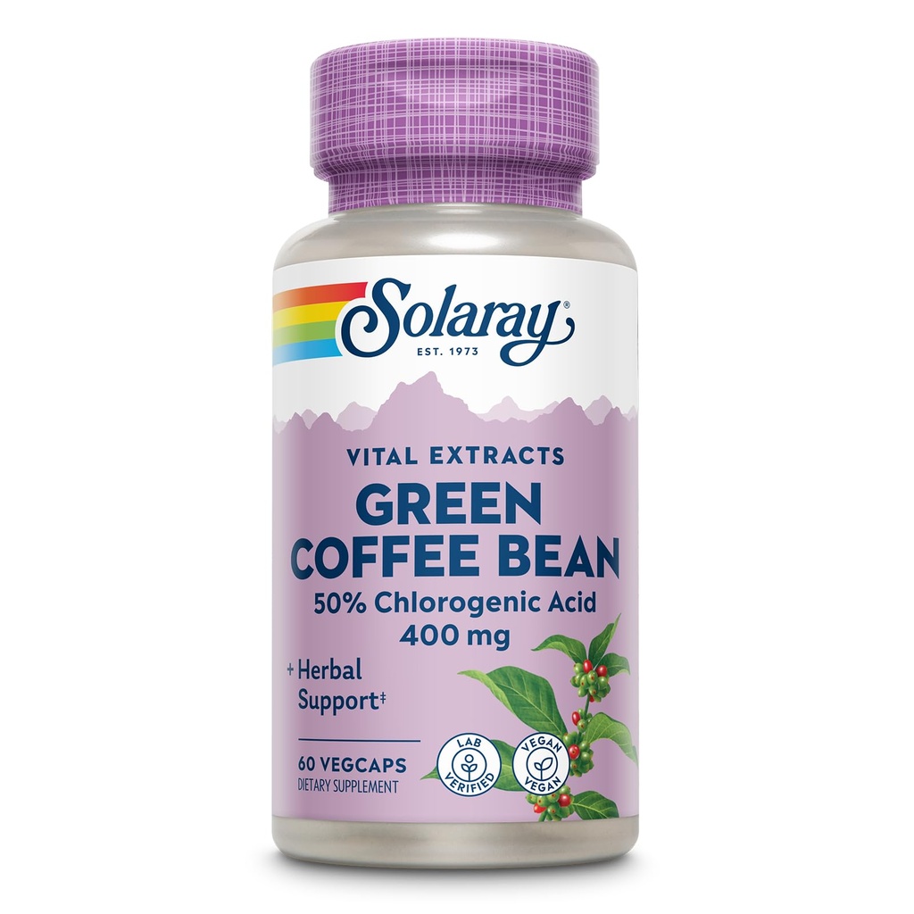 SOLARAY garantert Potens Grønn Kaffebønne Ekstrakt, Veg Cap (Btl-Plastic) 400mg