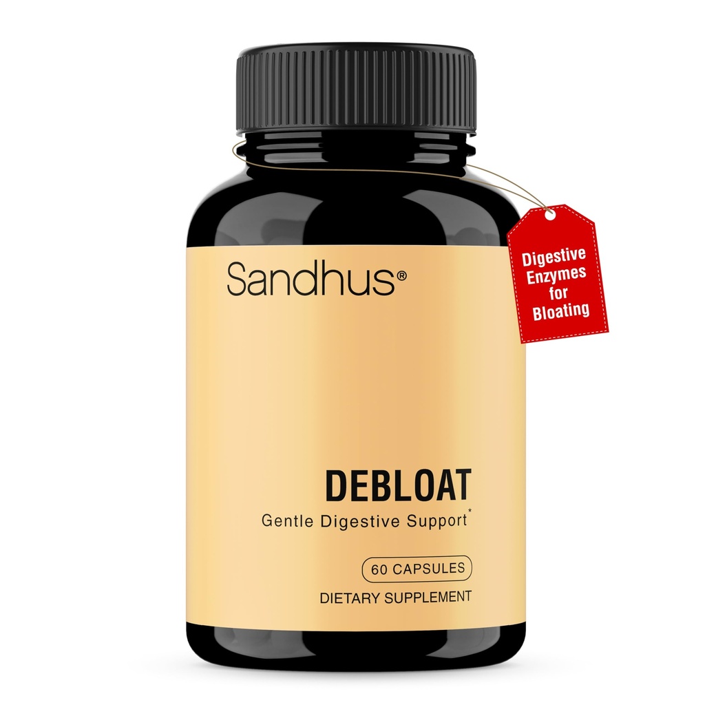 Sandhu's Debloat Digestive Enzymes Capsules | Hjelper Ease Bloating og vann Retention | Multi-Enzyme kompleks med Ginger, Dandelion & Fennel | Fastvirkende støtte Supplement for kvinner og menn | 60 greve
