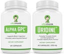 VitaMonk Alpha GPC og Uridin Stack - Mr Happy Stack - Uridin Monofosfat uten kunstige fyllstoffer - Biotilgjengelige Choline Supplement fremme kognisjon, fokus, mental klarhet