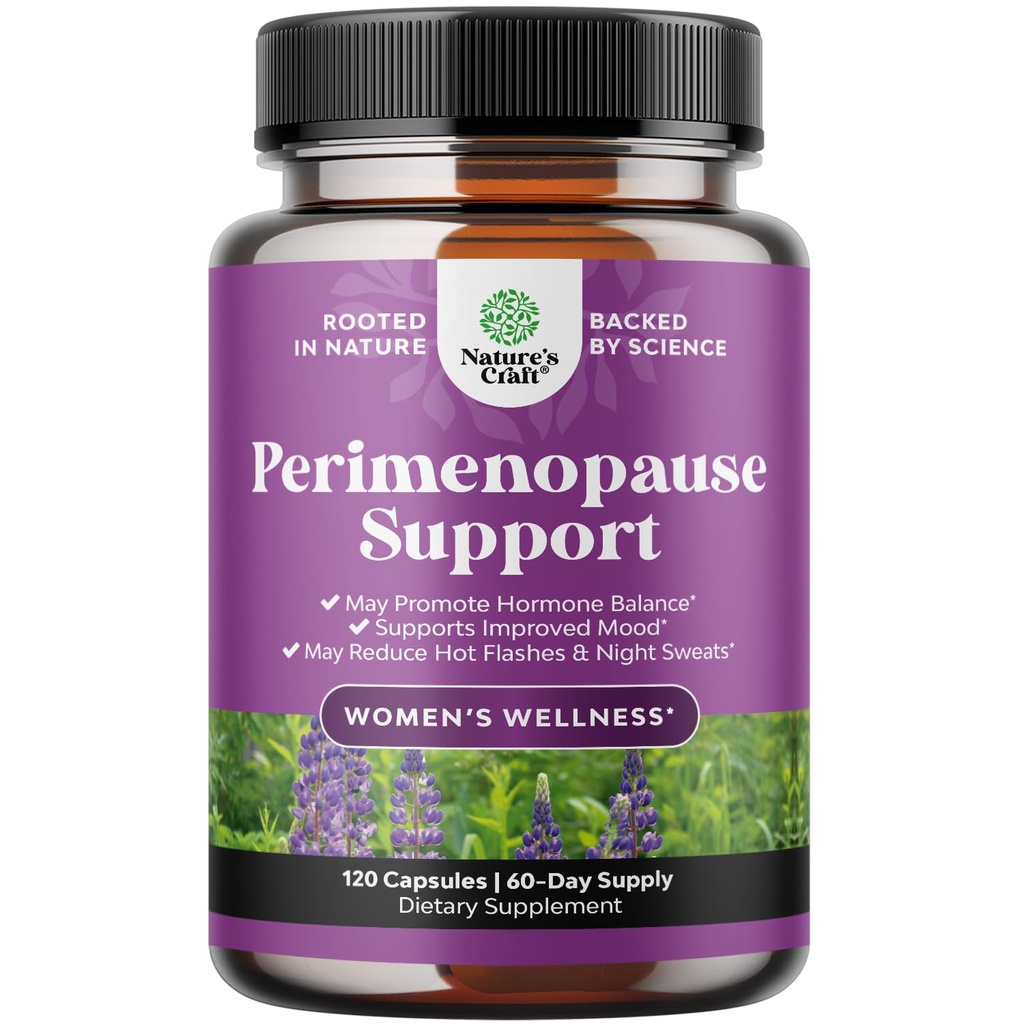 Komplett Perimenopause Supplement for kvinner - Multi fordel Menopause Ease for kvinner med Maca Root Vitex Berry & Black Cohosh for Hot Flashes Night Sweats Hormone Balance og Mood Support (2 måned)