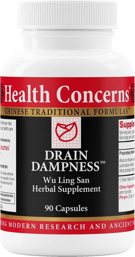 Helse Bekymringer Drain Dampness – Njurstøtte – Vannoppbevaring Relief – Chinese Herbal Formula med Alisma, Poria, Polyporus, kanel – 2250 mg av en proprietær urteblanding – 90 kapsler