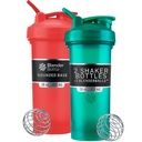 BlenderBottle Classic V2 Shaker flaske perfekt for proteinshake og pre trening, 28-Ounce (2 pakke), rød, grønn