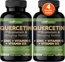 Gade ernæring Quercetin med vitamin C og sink - Nettle Quercetin - Quercetin 500mg - Quercetin med Bromelain - Zinc Quercetin + vitamin D3-240 Veggie Caps - Non-GMO - 4 måneders forsyning